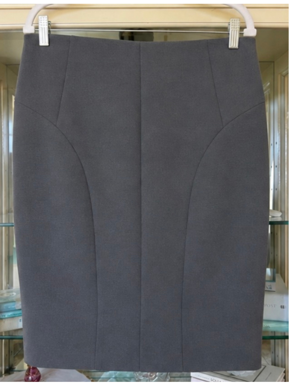 Emporio Armani Structured Pencil Skirt Size 10 Grey New w Tags Italian Luxury